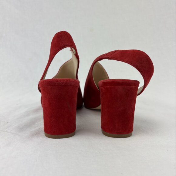 NWT Cole Haan Red Suede Slingback Block Heels - Size 7.5B - Picture 6 of 10